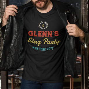 Camiseta Nome de Antlers Retro Colors Festa de Solteiro Mon