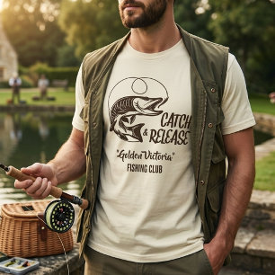 Camiseta Nome de Barco Personalizado Pesca com Lançamento d