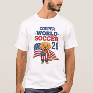 Camiseta Nome de Cachorro Personalizado Fã de Futebol EUA 2