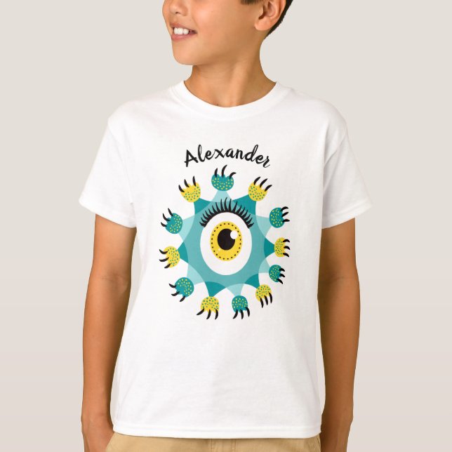 Camiseta Nome de Criança do Monstro Bonito (Frente)