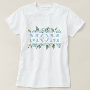 Camiseta Nome de Crianças Florais de Hortênsias Azuis Prese