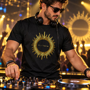 Camiseta Nome de DJ Equalizador de Ouro Personalizado