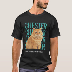 Camiseta Nome de Estimação Personalizado e Foto de Gato Eng
