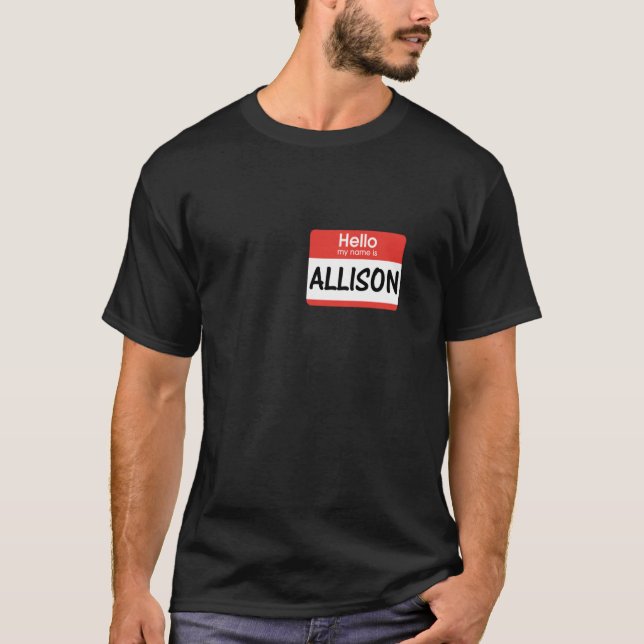 Camiseta Nome de etiqueta Allison para o Trabalho Escolar (Frente)