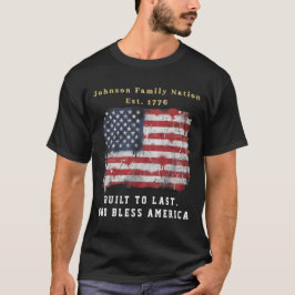 Camiseta Nome de Família Personalizado Bandeira Patriótica