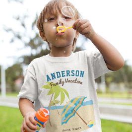 Camiseta Nome de Família Personalizado Férias de Verão na P