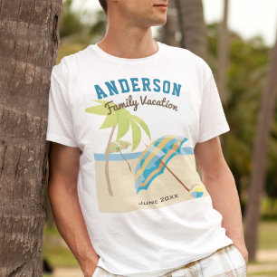 Camiseta Nome de Família Personalizado Férias de Verão na P