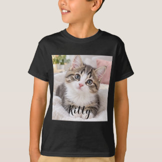 Camiseta Nome de Foto de Animal Personalizado Gato Fofo