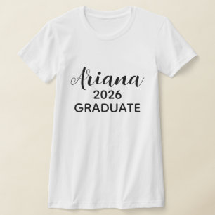 Camiseta Nome de Graduado em 2026 em Preto e Branco com Fon