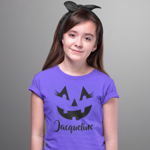 Camiseta Nome de Jack O Lantern Feminino Roxo Meninas Hallo