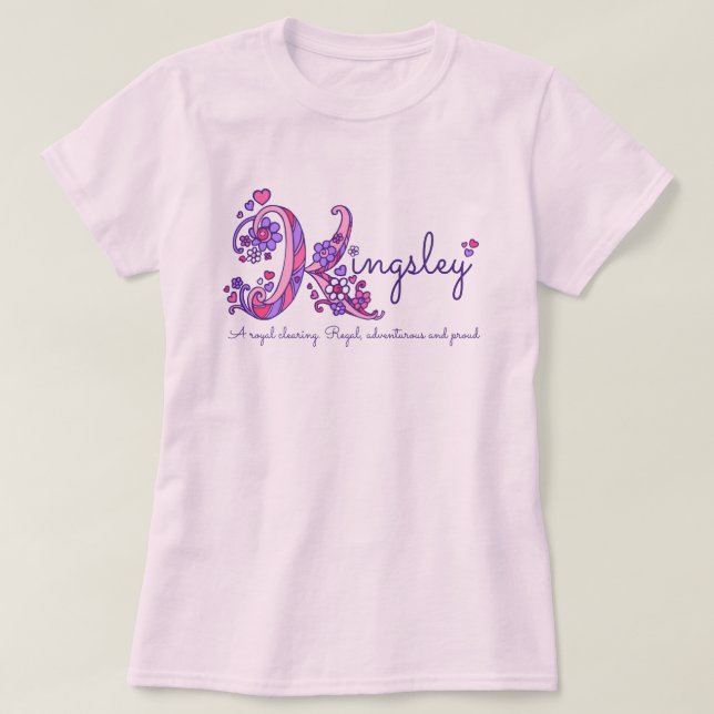 Camiseta Nome de Kingsley e significado vestuário para senh (Frente do Design)