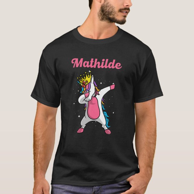 Camiseta Nome de MATHILDE Personalizado Aniversário Dabbing (Frente)