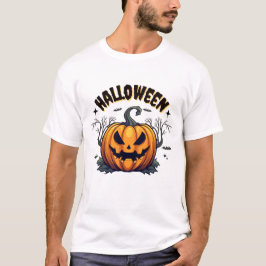 Camiseta Nome de Negócios Abóbora Assustadora e Esqueleto H