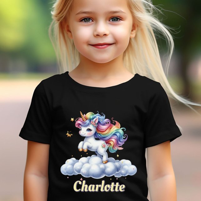 Camiseta Nome de nuvem mágica de unicórnio Sparkle preto (Criador carregado)