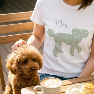 Camiseta Nome de Poodle Personalizado Silhueta Verde Salvia