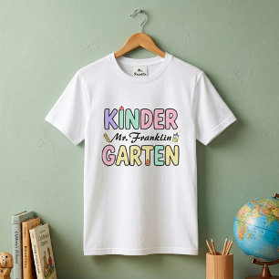 Camiseta Nome de Professor de Jardim de Infância Pastel Div