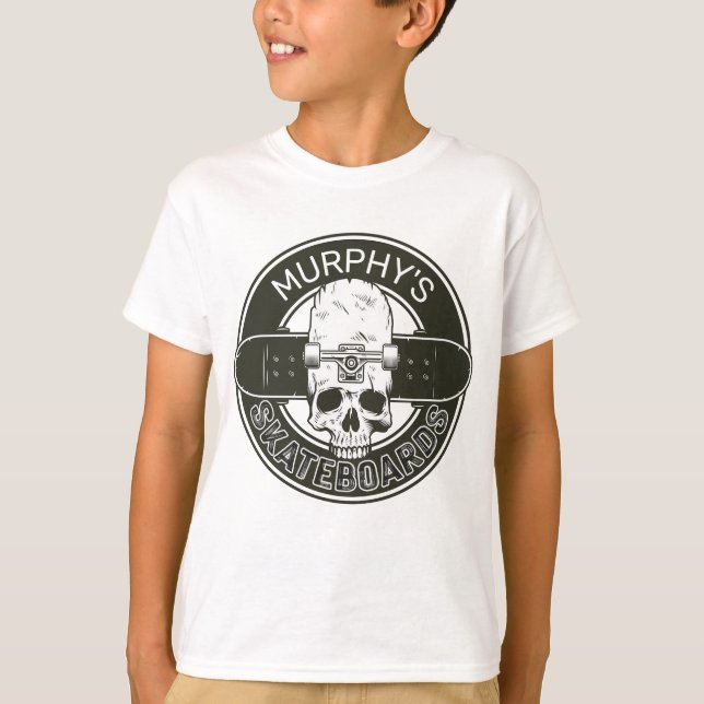 Camiseta NOME DE Skater Personalizado Skate Skate Skull (Frente)