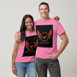 Camiseta Nome de texto personalizado da primavera com asas 