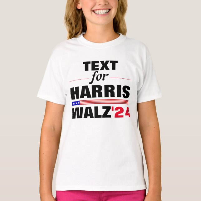 Camiseta Nome de Texto Personalizado para a Eleição Harris  (Frente)
