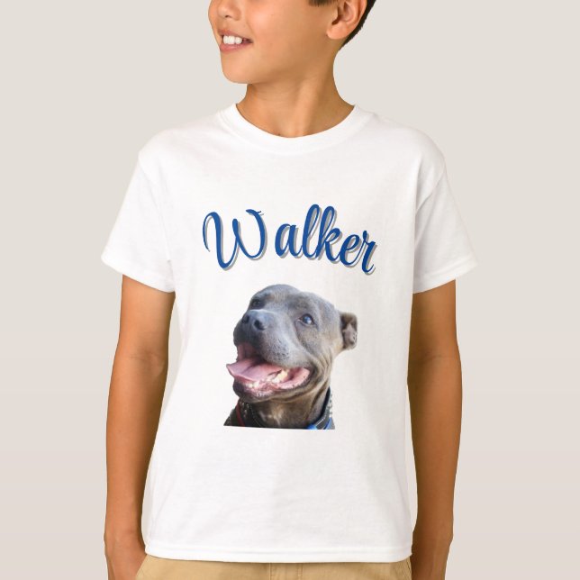 Camiseta Nome de Walker com Staffy Bull Terrier,  (Frente)