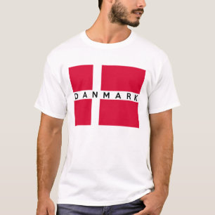 Camiseta nome dinamarquês do texto do país da bandeira do