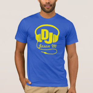 Camiseta Nome DJ auscultar t-shirt gráfica amarela para aus