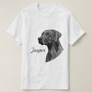 Camiseta Nome do Adicionar Cão Geométrico da cinza
