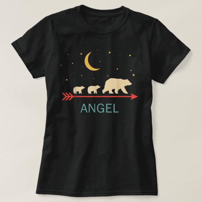 Camiseta Nome do anjo Presente Mama Urso Personalizado com  (Frente do Design)