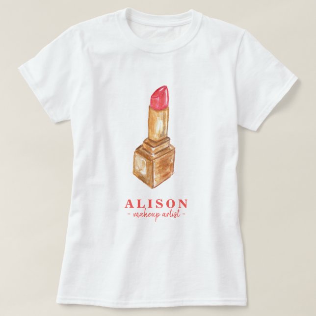 Camiseta Nome do artista de maquilhagem pintado lipstick de (Frente do Design)