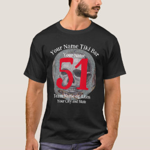 Camiseta Nome do bar Tiki número cidade estado slogan 2039