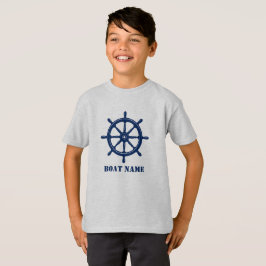 Camiseta Nome do barco ou Nome do navio Helm Wheel Marinho
