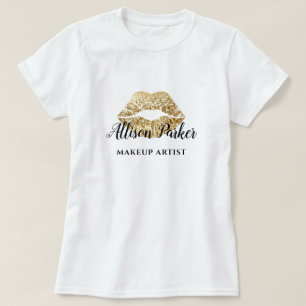 Camiseta Nome do Beijo do Logotipo do Artista de Makeup Dou