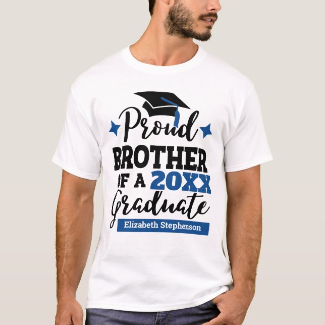 Camiseta Nome do boné azul preto do formando Irmão 2023 (Frente)