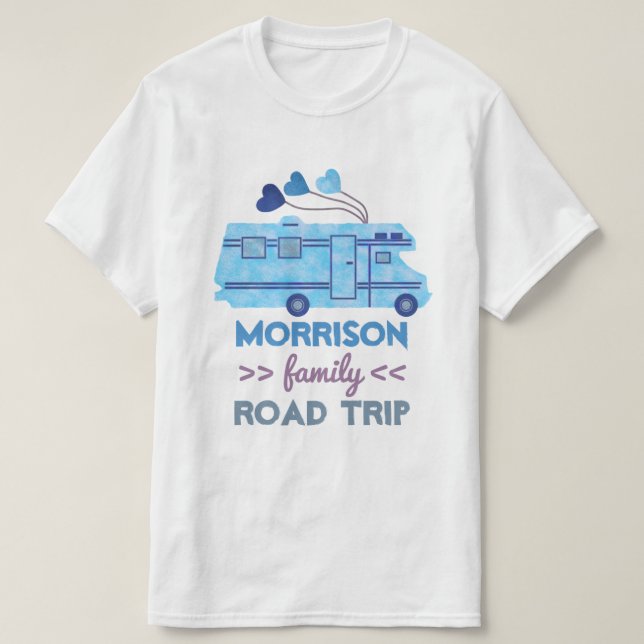 Camiseta Nome do campista rv Motorhome das férias da viagem (Frente do Design)