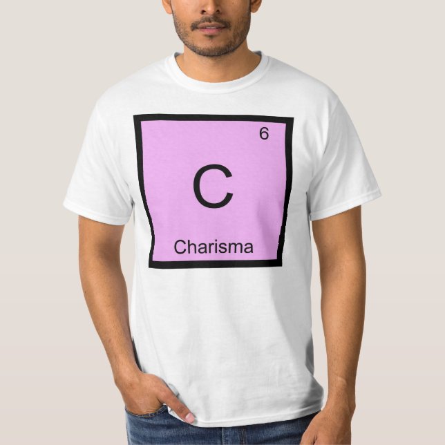Camiseta Nome do Charisma Elemento Químico Mesa periódica (Frente)