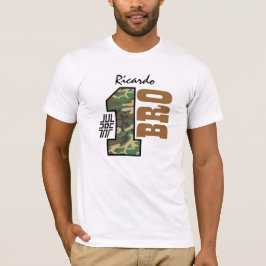 Camiseta Nome do costume de Camo do IRMÃO do número um