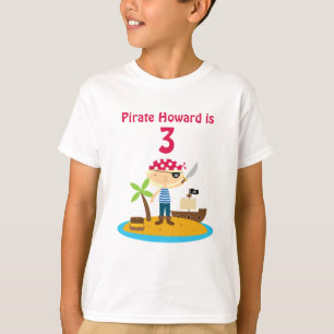 Camiseta Nome do costume do menino do aniversário do pirat
