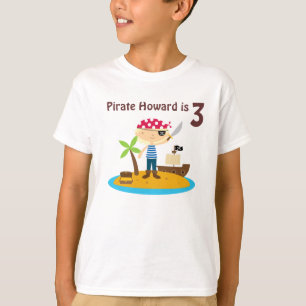 Camiseta Nome do costume do menino do aniversário do pirat