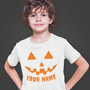 Camiseta Nome do Criança do Dia das Bruxas de Pumpkin Laran