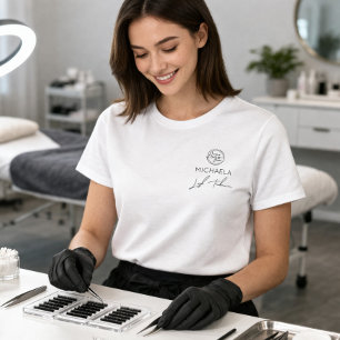 Camiseta Nome do Funcionário em Letra Preta Logotipo da Emp
