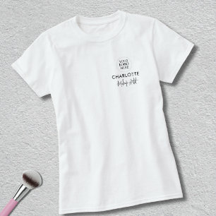 Camiseta Nome do Funcionário em Letra Preta Logotipo da Emp