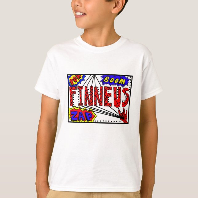 Camiseta Nome do garoto Finneus Spider Web Super Powers (Frente)