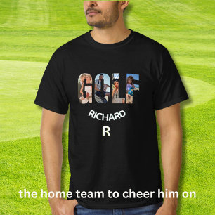 Camiseta Nome do Monograma de Fotografia de Golf Divertido