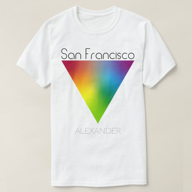 Camiseta Nome do Orgulho LGBT Gay do Triângulo Arco-Íris de (Frente do Design)