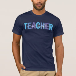 Camiseta Nome do Professor Script Azul e Roxo Masculino