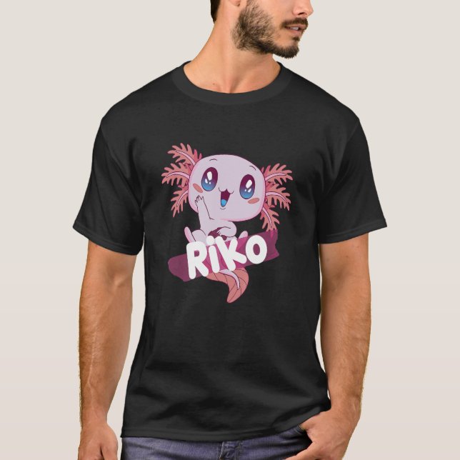 Camiseta Nome do Rapaz Bonito RIKO com adorável AXOLOTL (Frente)