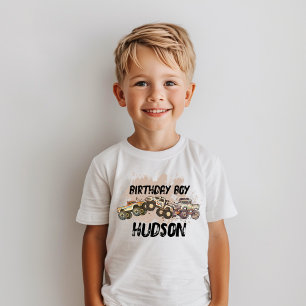 Camiseta Nome do Rapaz de Aniversário do Monstro Personaliz