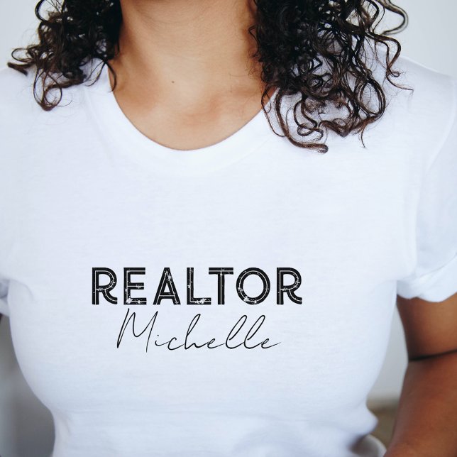 Camiseta Nome do Script do Realtor do Real Estate Agent (Real Estate Agent Realtor Retro Script Name T-Shirt)
