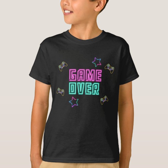 Camiseta Nome do Script Neon do Video games (Frente)