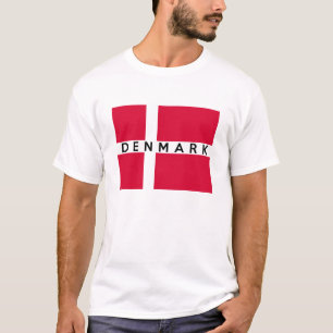Camiseta nome do texto da bandeira de país de Dinamarca
